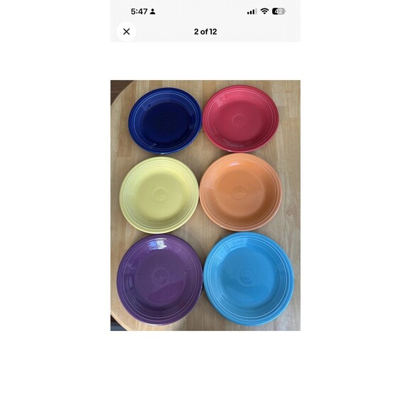 Fiestaware Dinner Plates 10 1/2" Fiesta Homer Laughlin HLC Multi Colors Set Of 6 - Picture 2 of 12